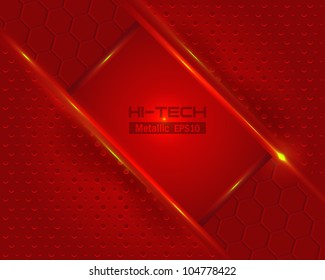 Hi-Tech Metallic Background Fire Red Vector Design