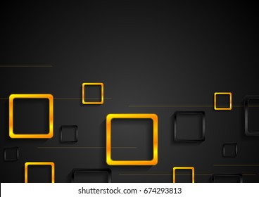Fondo mínimo de alta tecnología con cuadrados negros y naranjas. Diseño corporativo de plantilla de vector