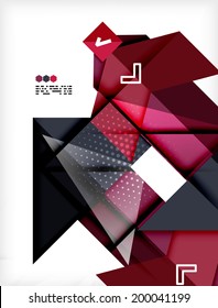 Hi-tech modern design template - futuristic modern straight geometric lines and shapes in glossy 3d style with shadows