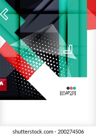 Hi-tech modern design template - futuristic modern straight geometric lines and shapes in glossy 3d style with shadows