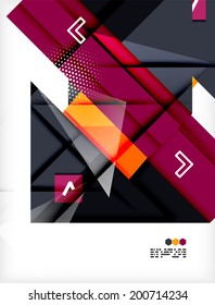 Hi-tech modern design template - futuristic modern straight geometric lines and shapes in glossy 3d style with shadows
