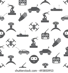 hi-tech modern technology toys simple icons seamless pattern eps10