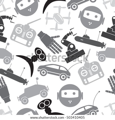 hi-tech modern technology toys simple icons seamless pattern eps10