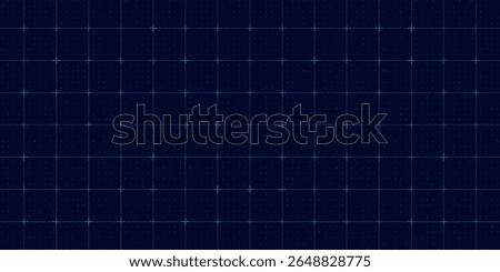 Hi-tech pattern with blue square grid, cross points and digital dot matrix on black background. Futuristic user interface layout for HUD design or tech dashboard. Vector illustration.