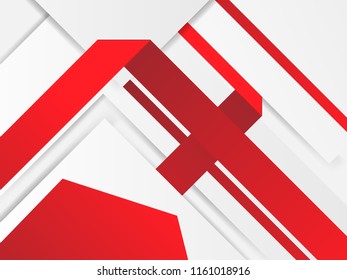 Hi-tech red, white corporate abstract background. Geometric vector design. Abstract 3D Geometrical Design. Vector Illustration. Eps 10.

