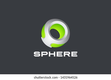 Hi-tech Sci-fi Technology Sphere Circle Logo abstract design vector template. Global Network Telecommunication Logotype concept 3D icon.