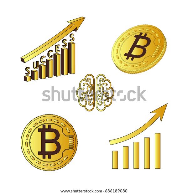 Hitech Set 3d Signs Bitcoin Gold Stock Vector Royalty Free 686189080 - 