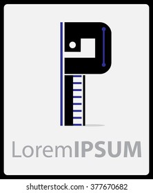 Hi-tech style Logo  letter P
