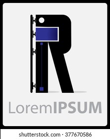 Hi-tech style Logo  letter R