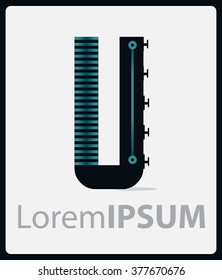 Hi-tech style Logo  letter U