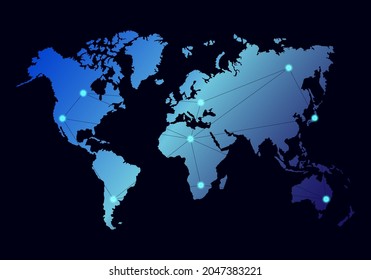 Ilustración de mapas del mundo de estilo de alta tecnología. Ilustración vectorial simple. Cyberpunk