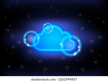 Hi-tech technology blue light innovation rain cloud background. vector illustration. For use in graphics or product components.