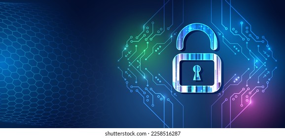 Hi-tech various background. Cyber security for business and internet projects. Vector illustration of data security services. Data protection, privacy, and internet security concept