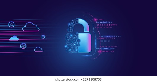 Hi-tech various background. Cyber security for business and internet projects. Vector illustration of data security services. Data protection, privacy, and internet security concept