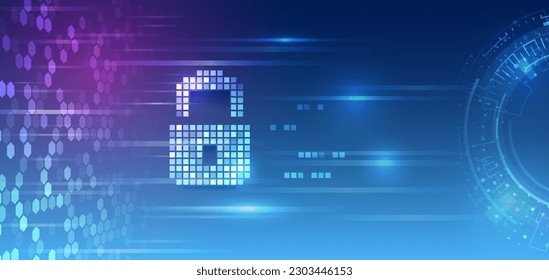 Hi-tech various background. Cyber security for business and internet projects. Vector illustration of data security services. Data protection, privacy, and Internet security concept