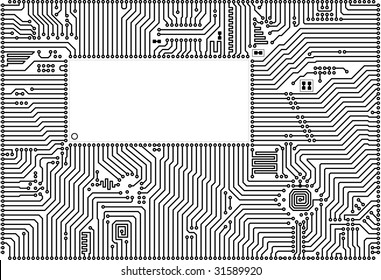 Hi-tech vector circuit board back - white blank frame
