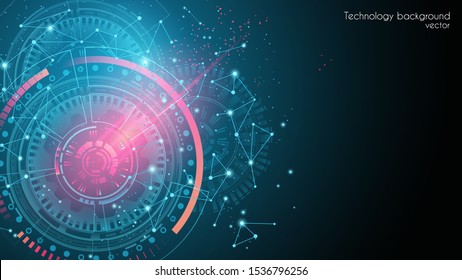 Hi-tech vector illustration. Futuristic software radar display. HUD user interface. Abstract dark blue technology background. Energy loading scale. Science and space technology. 