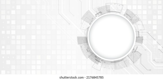 Hi-tech vector illustration with various technology elements. Abstract global sci fi concept. Digital internet communication on grey background. Wide Cyber security internet and networking concept. 