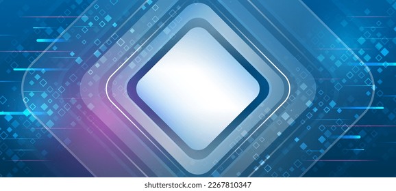 Hi-tech vector illustration with various technology elements. Abstract global sci-fi concept. Digital internet communication on blue background. Wide Cyber security internet and networking concept. 