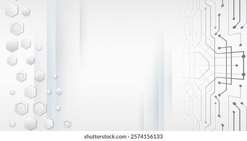 Hi-tech vector illustration with various technology elements. Abstract global sci-fi concept. Digital internet communication on grey background. Wide Cyber security internet and networking concept.