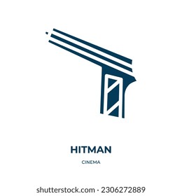 icono del vector hitman. hitman, peligro, íconos llenos de asesinos del concepto de cine plano. Icono de glifo negro aislado, elemento de símbolo de ilustración vectorial para diseño web y aplicaciones móviles