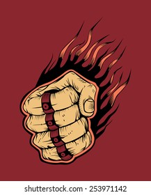 It is hitter fist with brass knuckles.