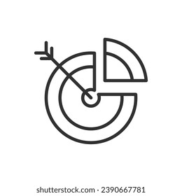 Golpeando con los gráficos de destino de las flechas, el icono lineal, el análisis y los gráficos. Línea con trazo editable