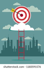 Hitting big business target. vector design cartoon. Dream . concept vector illustration.