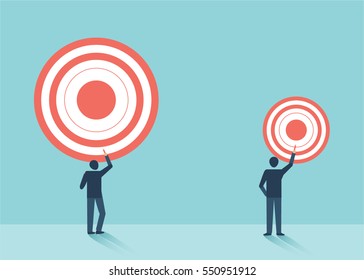 Hitting bigger business target. vector design cartoon.