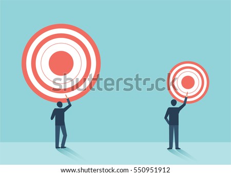 Hitting bigger business target. vector design cartoon.