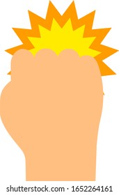 Hitting with a fist isolated vector illustration.
