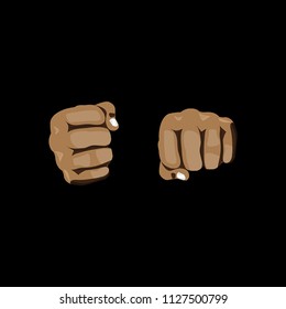 hitting hand on black background