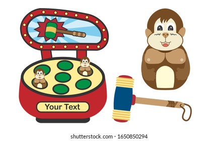 Hitting machine games. Hit the mole. Flat design. Coin operated game. Vector ,illustration