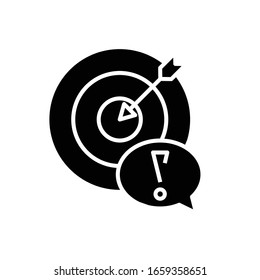 Hitting target black icon, concept illustration, vector flat symbol, glyph sign.