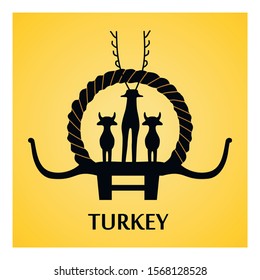 Hittite Sun Course Monument. Turkey Ankara Hittite sun. Symbol of Hittite,silhouette vector, editorial use - Vector. The first written constitution of the world.