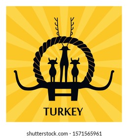 Hittite Sun Course Monument. Turkey Ankara Hittite sun. Symbol of Hittite,silhouette vector, editorial use - Vector. The first written constitution of the world.