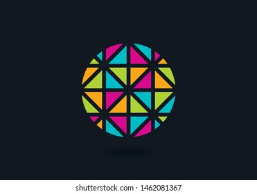 Hittite Sun Logo. Icon design element. Colorful circular logo.