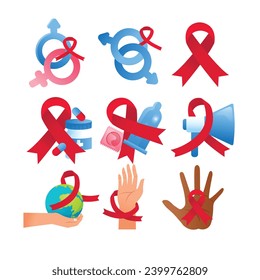Hiv aids day gradient vector element collections