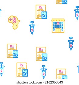 Hiv And Aids Disease Vector Seamless Pattern Color Line Illustration