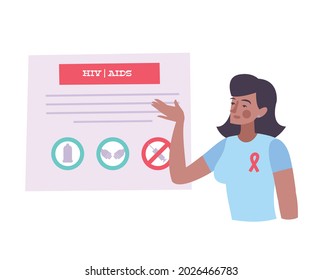 Hiv Aids Flat Composition With Woman Explaining Tips For Healthy Living With No Stigma Vector Illustration