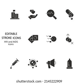 HIV and AIDS icons set . HIV and AIDS pack symbol vector elements for infographic web