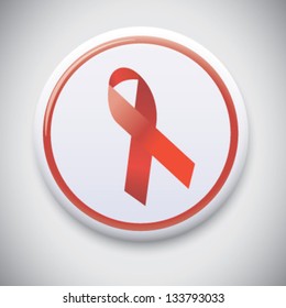 HIV Aids Red Ribbon - Vector Button Badge