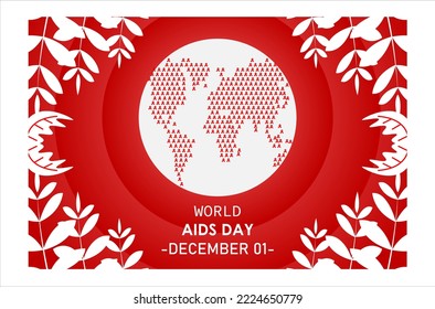Hiv aids vector illustration, world aids day concept background, December 01, Red ribbons form a map of the world on earth, good for event background, warning greeting, aids awareness campaign, poster