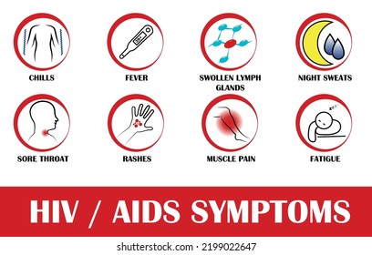 Hiv Aids Virus Symptoms Icons Disease Stock Vector (Royalty Free ...