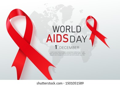 Hiv Awareness Red Ribbon World Aids Stock Vector (Royalty Free ...