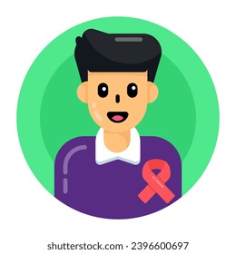 Un cuidado del vih, un icono de concienciación en el diseño plano 