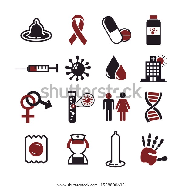 Hiv Disease Icons Icon Draw Blood Stock Vector (Royalty Free ...