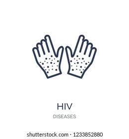 HIV icon. HIV linear symbol design from Diseases collection. Simple outline element vector illustration on white background