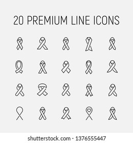 HIV related vector icon set. Well-crafted sign in thin line style with editable stroke. Vector symbols isolated on a white background. Simple pictograms