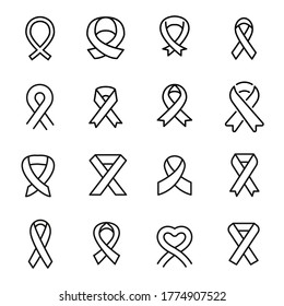 HIV related vector icons. Set of vector thin line signs. Exclusive simple pictograms for web and mobile. Vector illustration isolated on a white background. Outline icons.